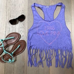 VS PINK • fringe crop tank top